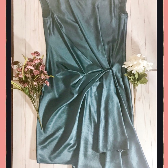 👗-Rachel Roy Jade Stretch Satin Teal Dress - Picture 8 of 8